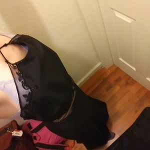 Cross neck black dress